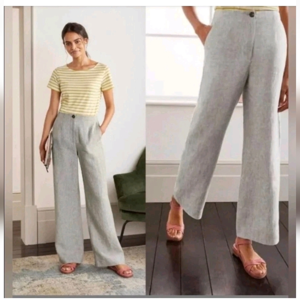 Boden Eldon Grey Linen Pants - Size US4